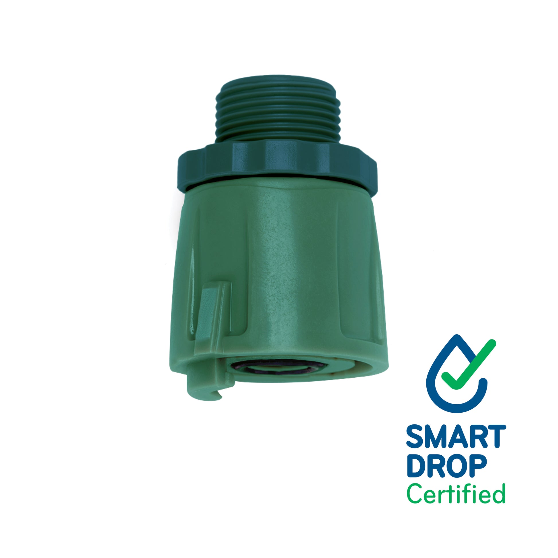 green accessory connector with swivel on a white background