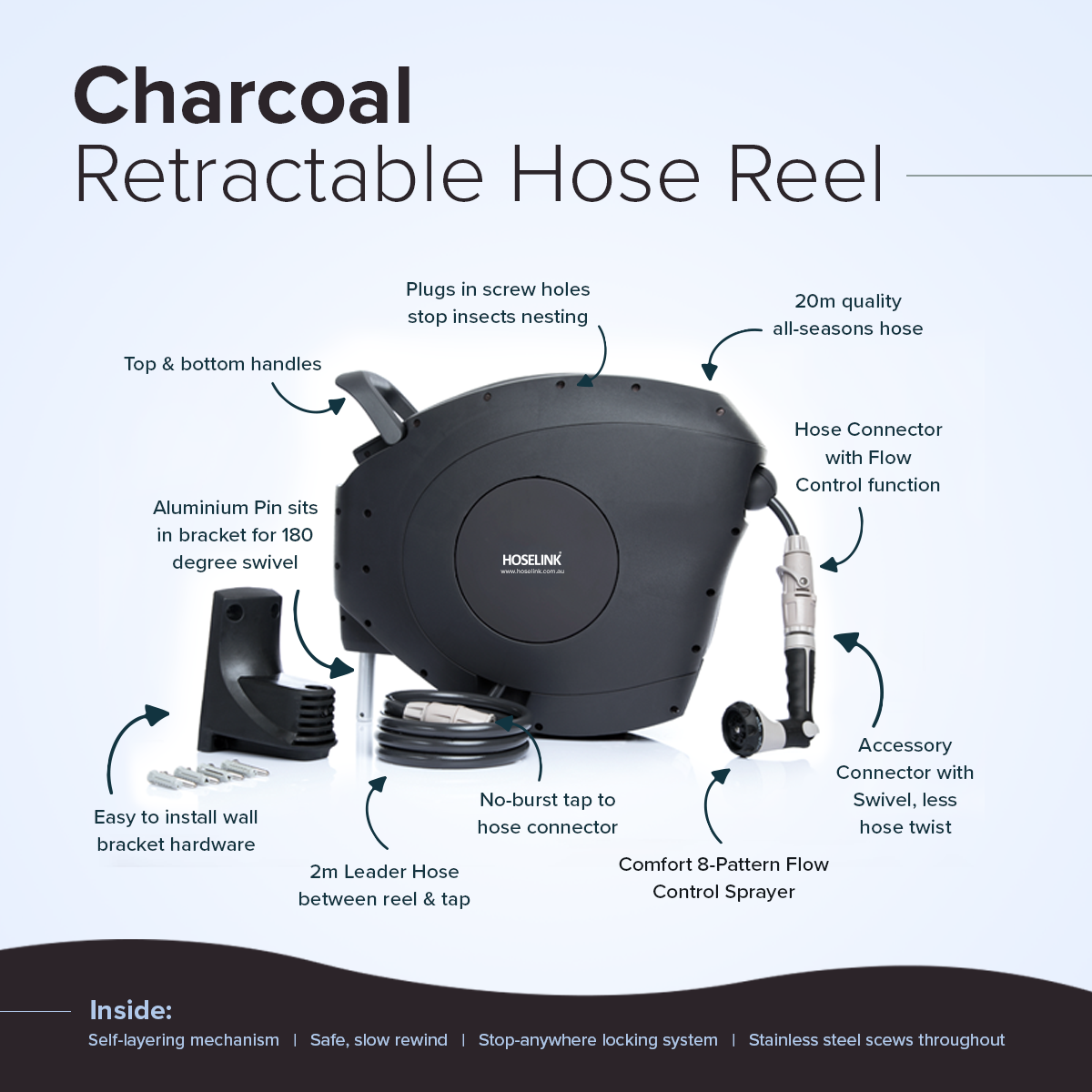 Clarke WHR20 20m Retractable Water Hose
